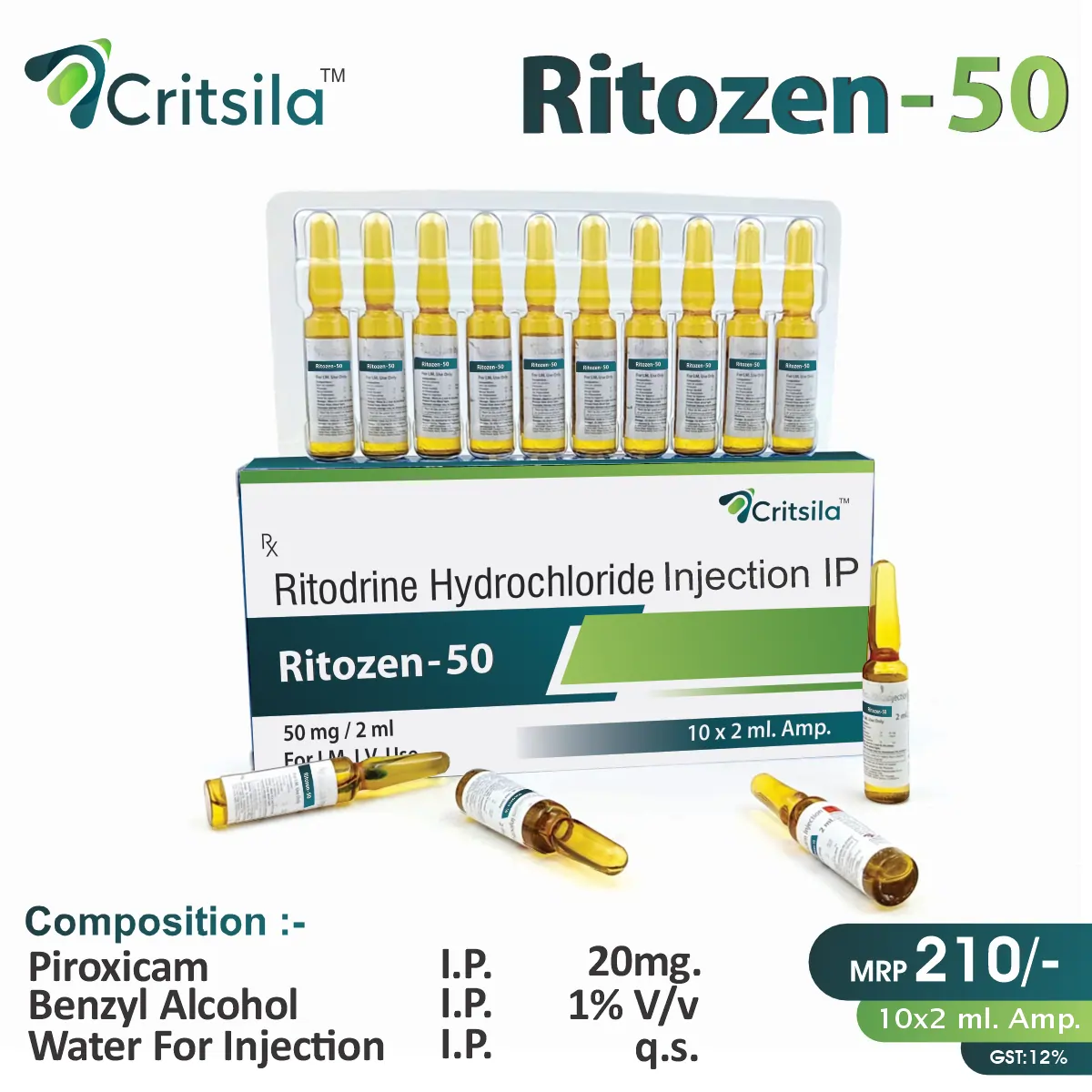 Ritodrine 50mg Injection at the best price in PCD Pharma Franchise for Tocolytic Agent, Preterm Labor Prevention.
